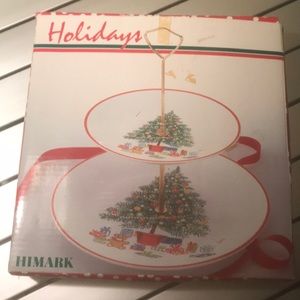 NWT Himark NIB Holiday 2 Tier dessert/petit four plate